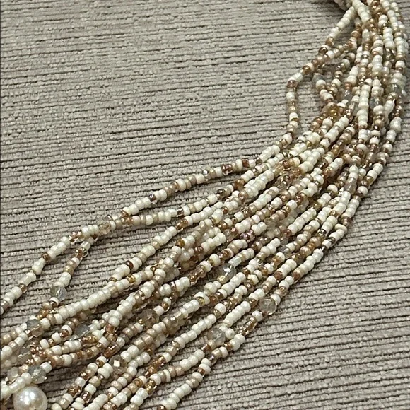 NWT Chicos genuine Pearl and seed Beaded tassel Necklace - Picture 3 of 6